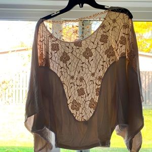 SKY Brand lace back top small EUC